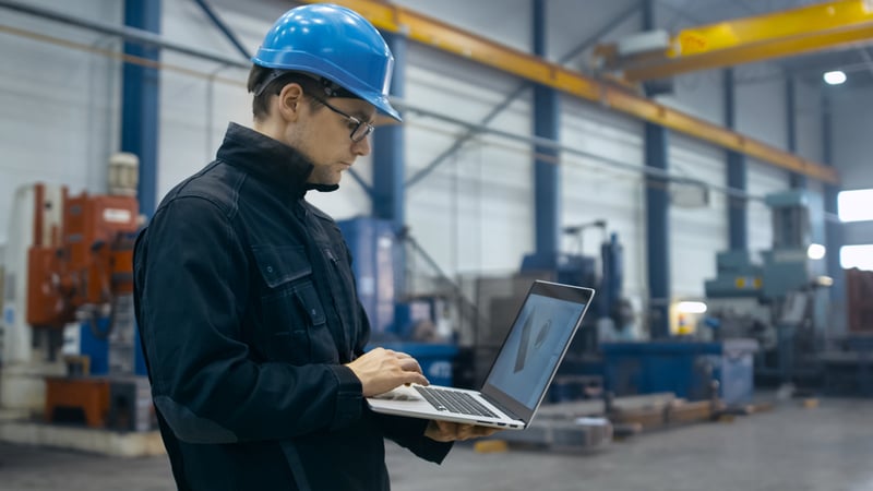 factory worker using computer